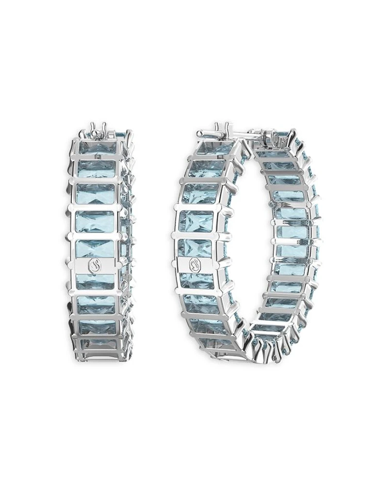 Matrix Baguette Color Crystal Hoop Earrings