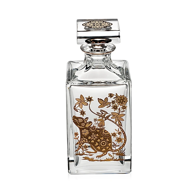 Vista Alegre Golden Whisky Decanter with Gold Rat