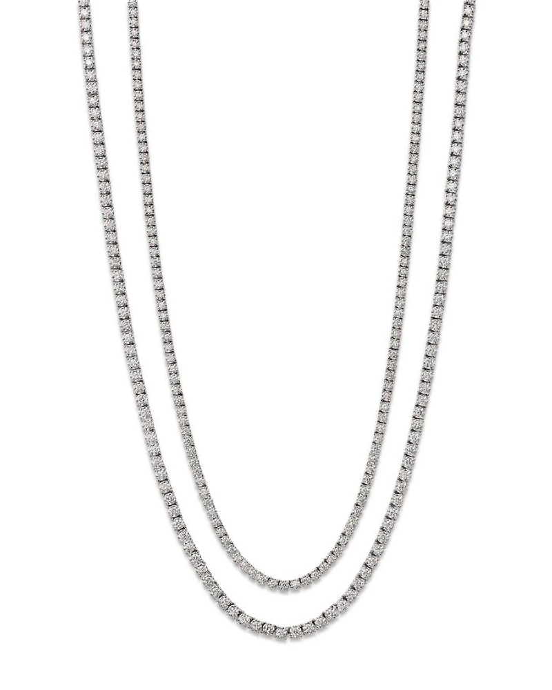 Diamond Classic Tennis Necklaces 14K White Gold, 3.0-7.0 tcw