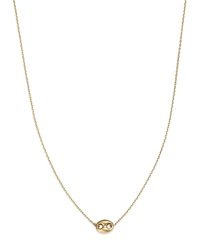 14K Yellow Gold Puff Mariner Link Pendant Necklace, 18"