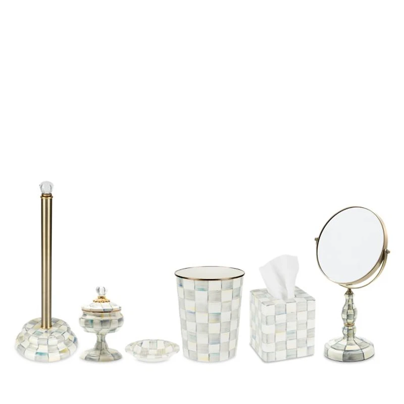 Sterling Check Enamel Curiosity Pot