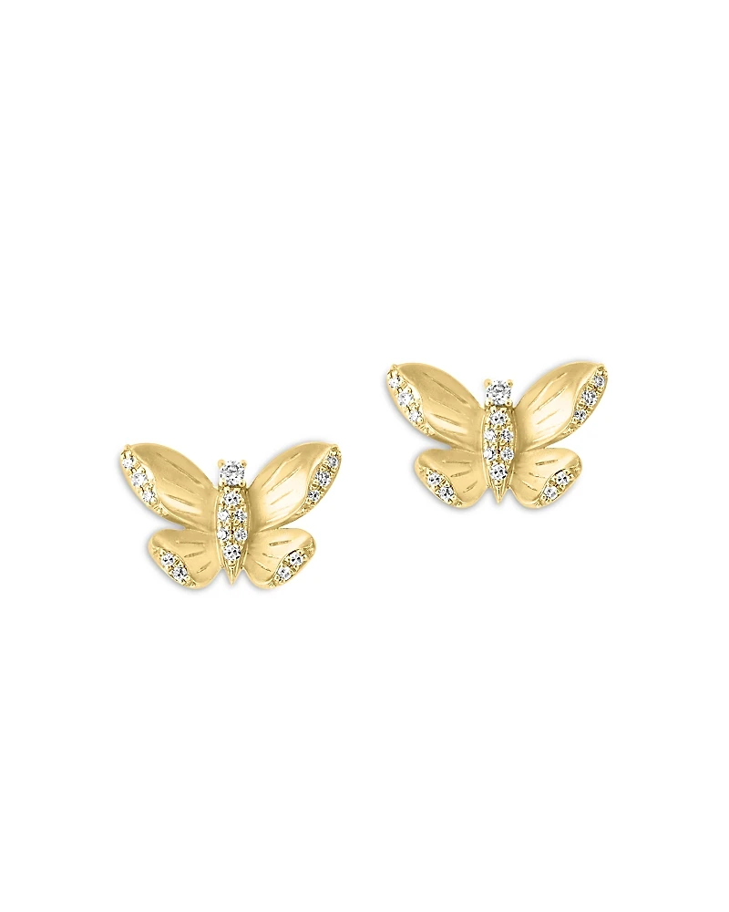 Bloomingdale's Fine Collection Diamond Butterfly Stud Earrings