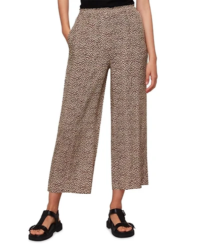 Dashed Leopard Print Wide Leg Pants