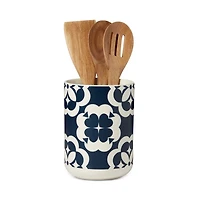 Elegant Geo Utensil Crock With Wood Utensils