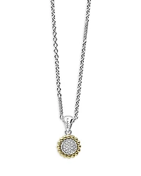 Lagos 18K Yellow Gold & Sterling Silver Diamond Cluster Bead Frame Pendant Necklace, 16-18