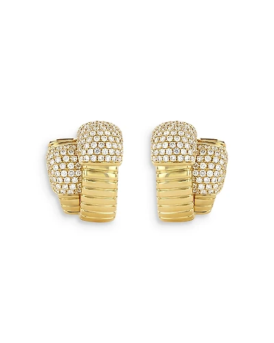 Alberto Milani 18K Yellow Gold Via Mercanti Diamond Pave Double Tubogas Hoop Earrings