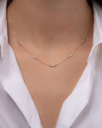 14K Yellow Gold Diamond Bezel Trio Collar Necklace, 14-16"