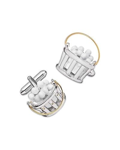 Bucket of Golf Balls Silver & Gold Tone Rhodium Plated Cufflinks