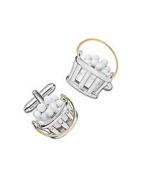 Bucket of Golf Balls Silver & Gold Tone Rhodium Plated Cufflinks
