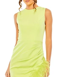 Feather Trim Asymmetric Dress