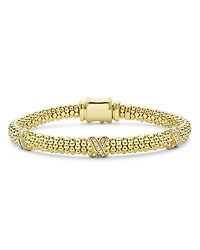18K Yellow Gold Embrace Diamond  Triple X Caviar Bead Bracelet