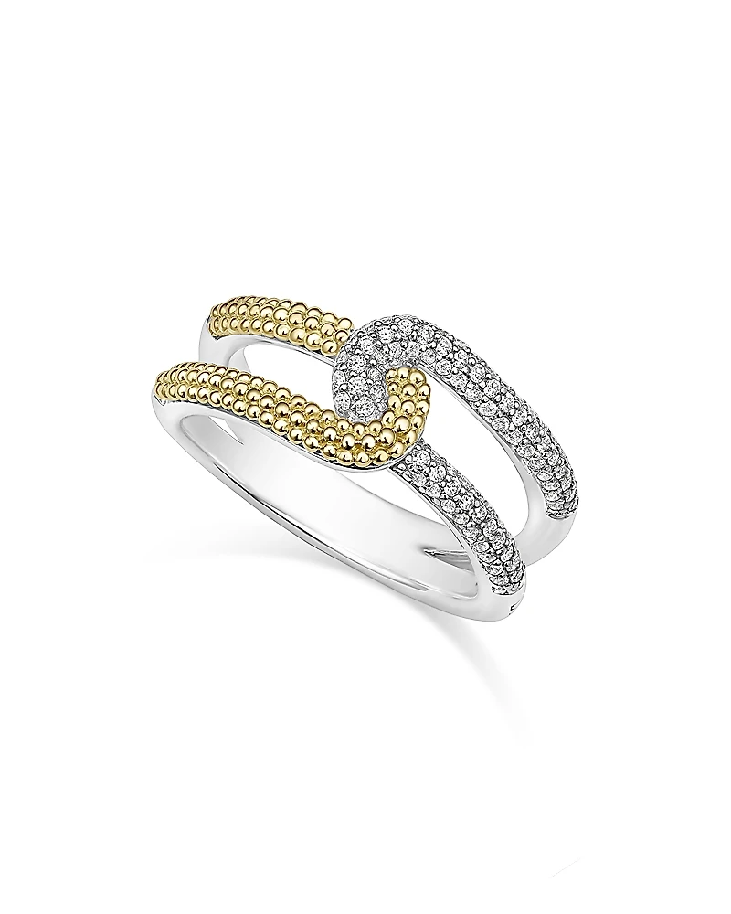 Lagos 18K Yellow Gold & Sterling Silver Caviar Lux-Clip Diamond Statement Ring