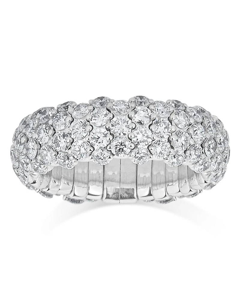 18K White Gold Diamond Domed Stretch Ring