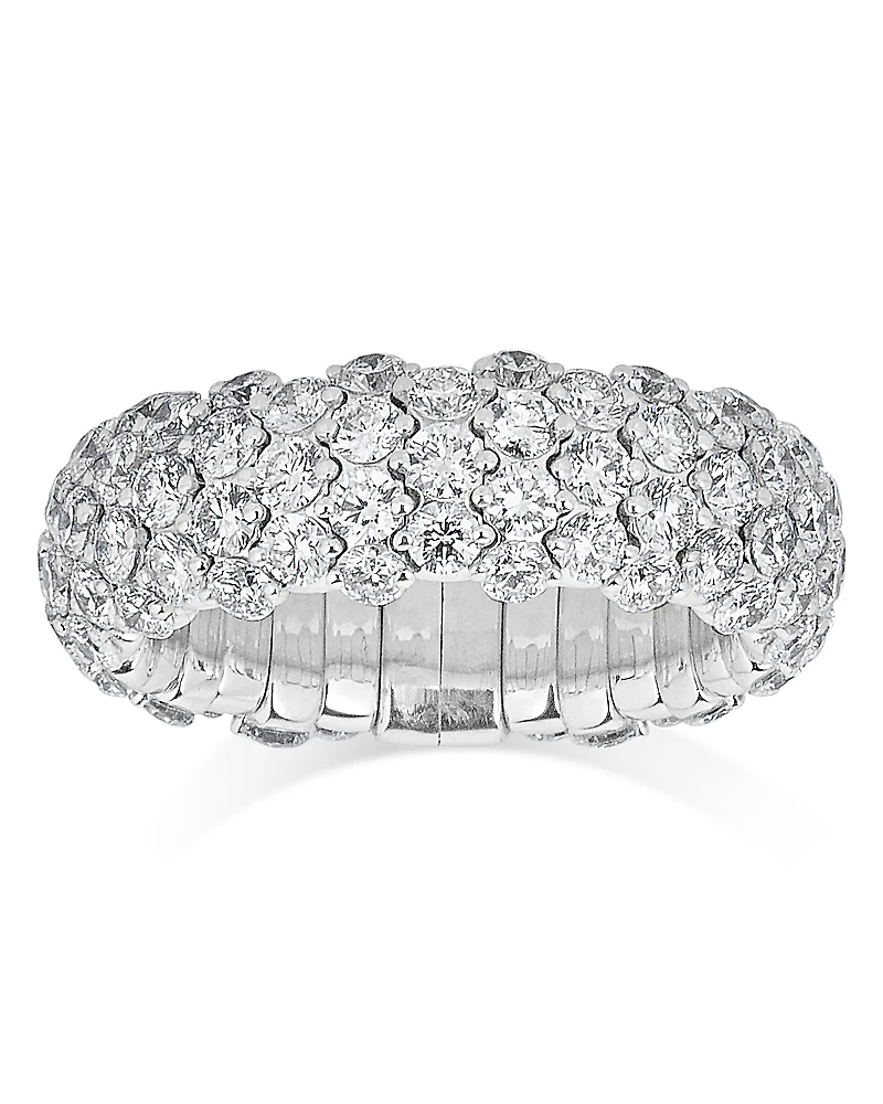 Zydo 18K White Gold Diamond Domed Stretch Ring