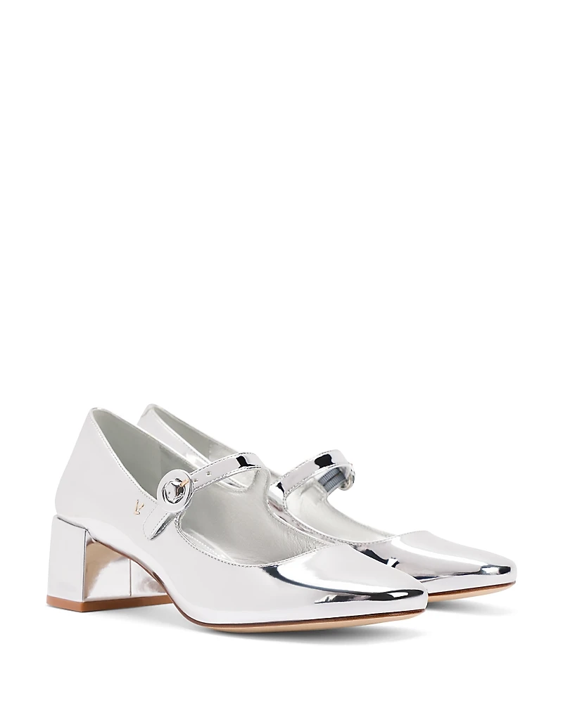 Larroude Women's Blair Buckled Ankle Strap Block Heel Pumps