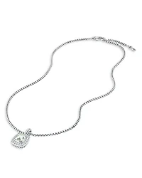 Petite Albion® Pendant Necklace in Sterling Silver with Prasiolite and Diamonds, 7mm