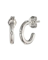 Sterling Silver & Crystal Huggie Earrings