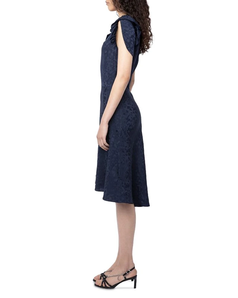 Roberty Jacquard Leopard Print Silk Dress