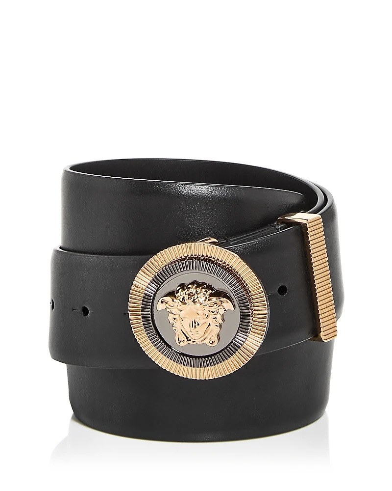 Versace Men's Enamel Medusa Biggie Leather Belt