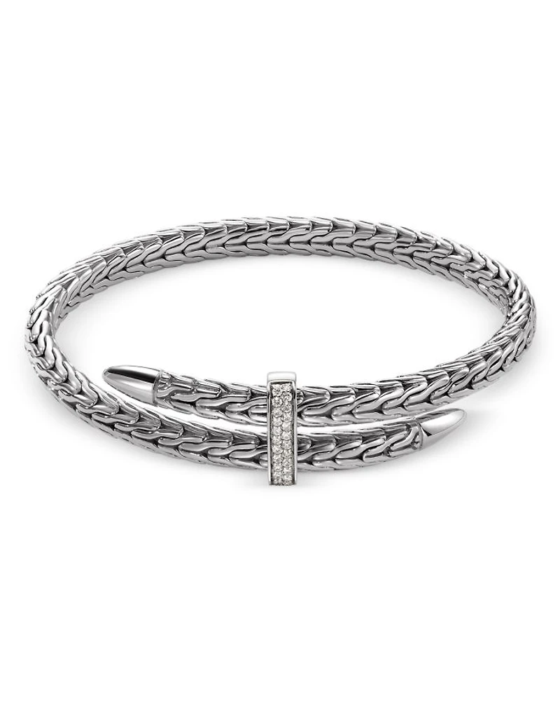 Sterling Silver Diamond Spear Flex Cuff