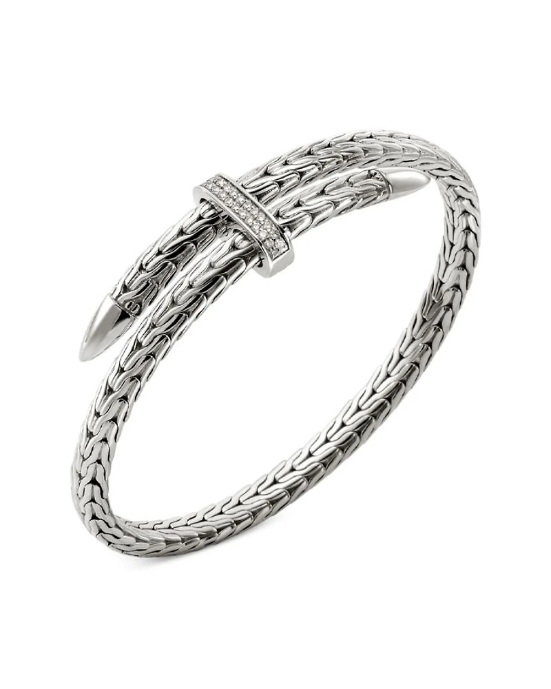 Sterling Silver Diamond Spear Flex Cuff