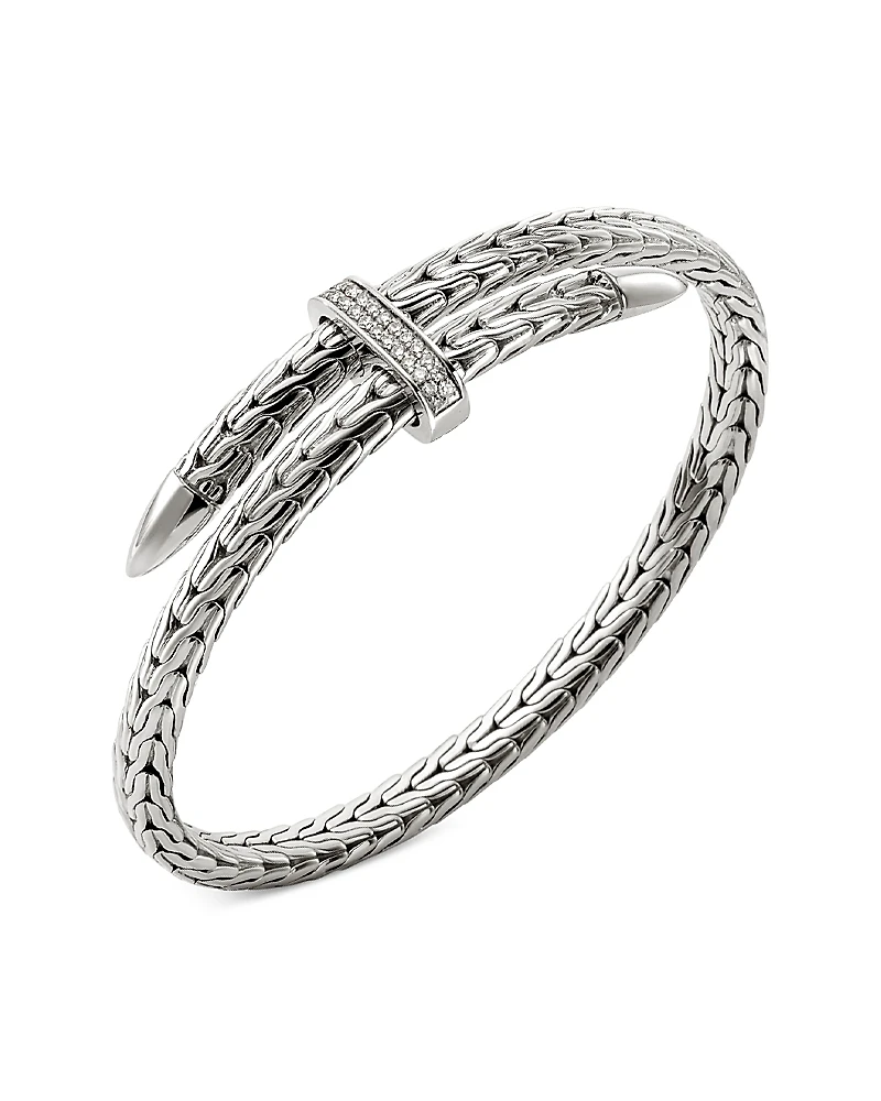 John Hardy Sterling Silver Diamond Spear Flex Cuff