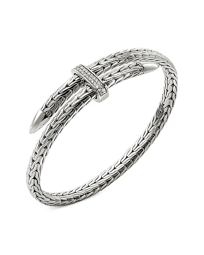 John Hardy Sterling Silver Diamond Spear Flex Cuff