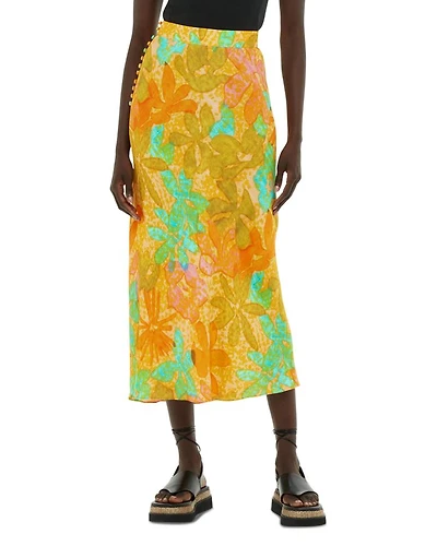Side Button Midi Skirt