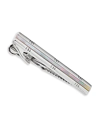 Link Up Rhodium Plated Mother Of Pearl Short Tie Clip