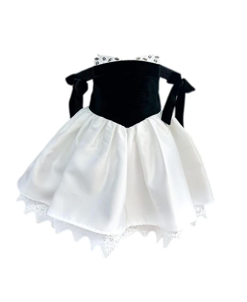 Girls' Audrey Ceremony Dress with Black Velvet Top and White Sateen Skirt - Baby, Little Kid, Big Kid