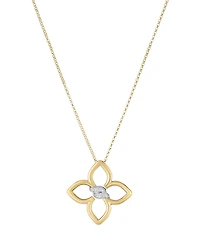 Roberto Coin 18K White & Yellow Gold Cialoma Diamond Flower Pendant Necklace, 17