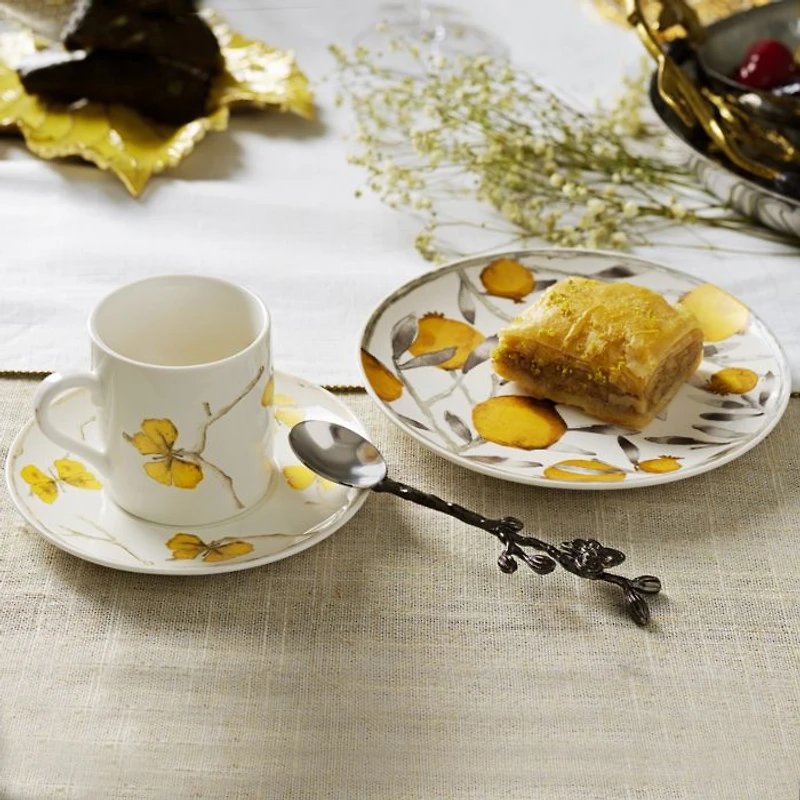 Pomegranate Demitasse Cup & Saucer, Set of 4