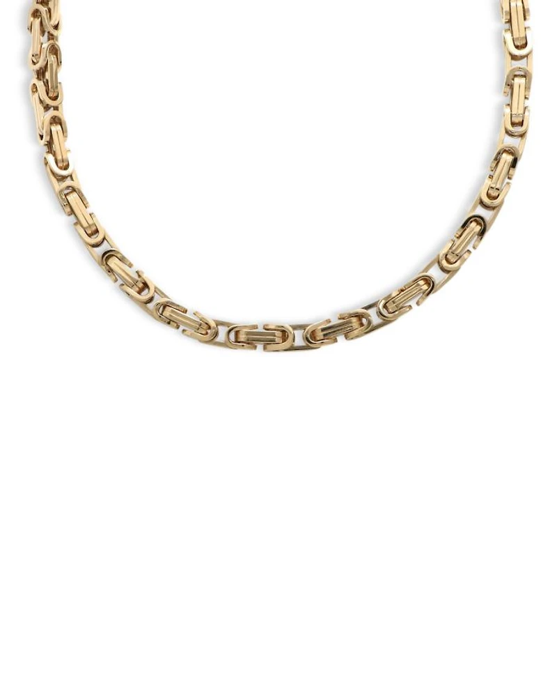 14K Yellow Gold Royal Byzantine Chain Link Necklace, 18"
