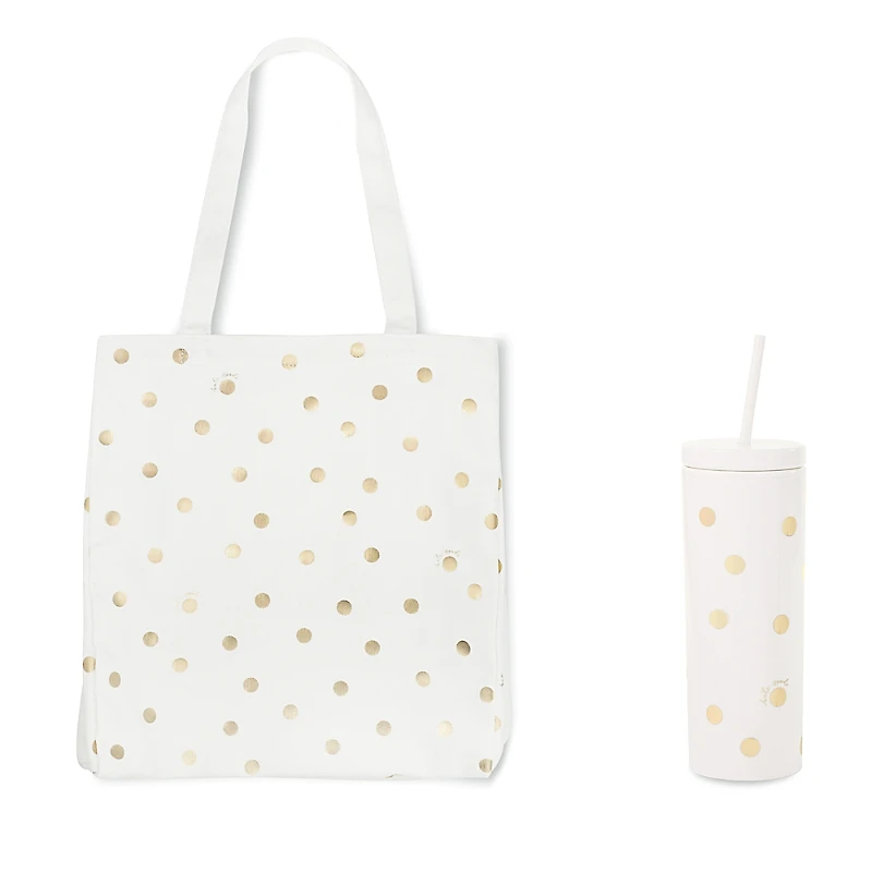 kate spade new york Gold Dot With Script Tote & Tumbler Set