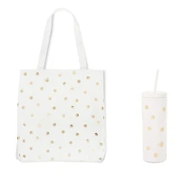 kate spade new york Gold Dot With Script Tote & Tumbler Set