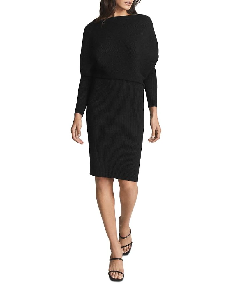 Lara Off-The-Shoulder Ribbed Midi Dress