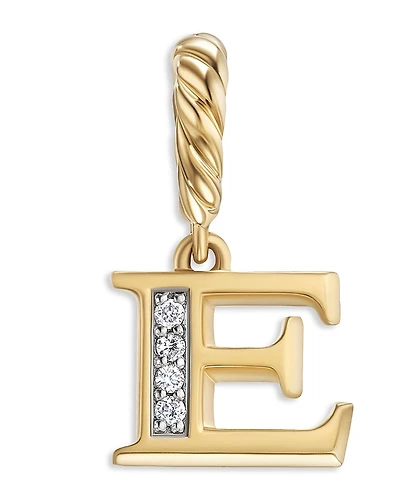 David Yurman 18K Gold Amulets Diamond Pave Initial Pendant