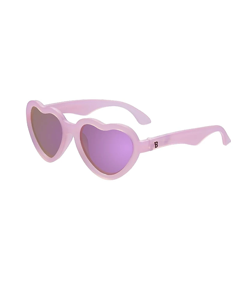 Babiators Frosted Pink Heart Purple Polarized Mirrored Lens Sunglasses