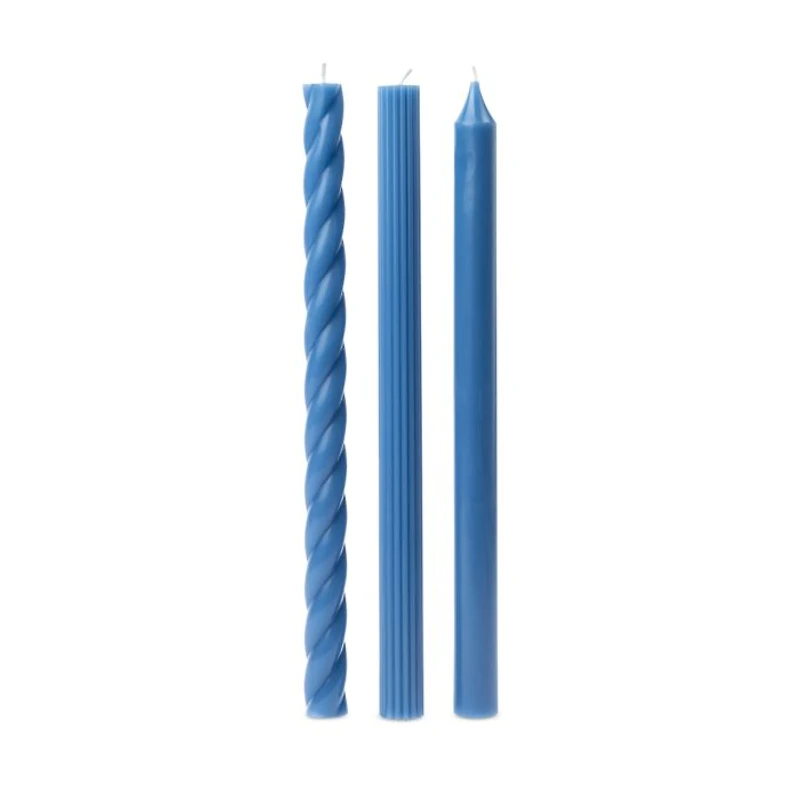 Assorted Blue Candle Tapers 3-Pack, 7.65 oz.