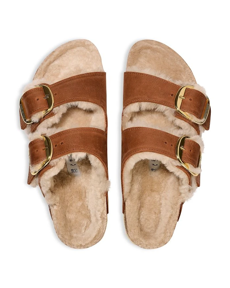 Women's Big Buckle Arizona Shearling Slide Sandals