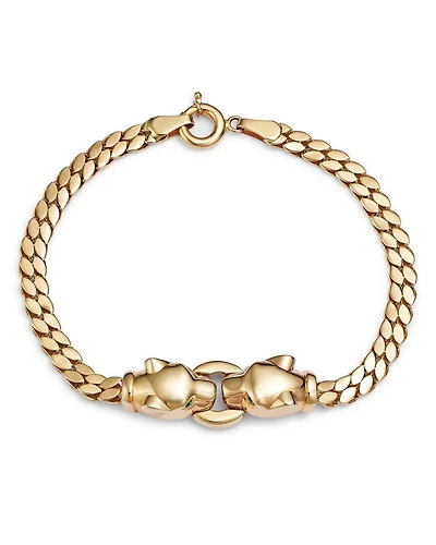 14K Yellow Gold Emerald Eye Panther Bracelet