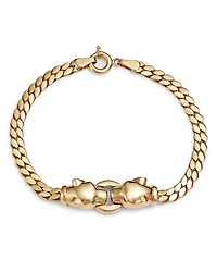 14K Yellow Gold Emerald Eye Panther Bracelet