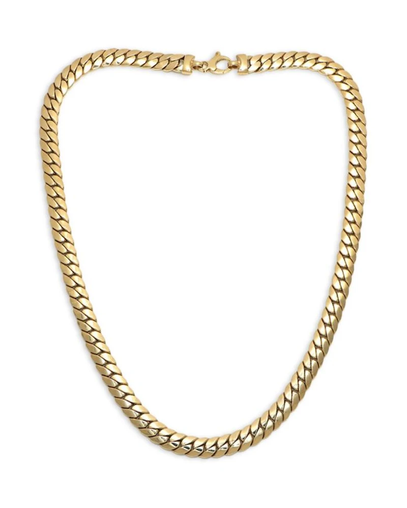 14K Yellow Gold Herringbone Curb Link Necklace, 18"