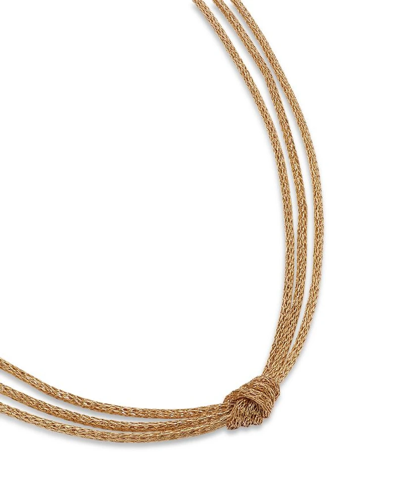 14K Yellow Gold Multi Layer Mesh Knotted Collar Necklace, 18"