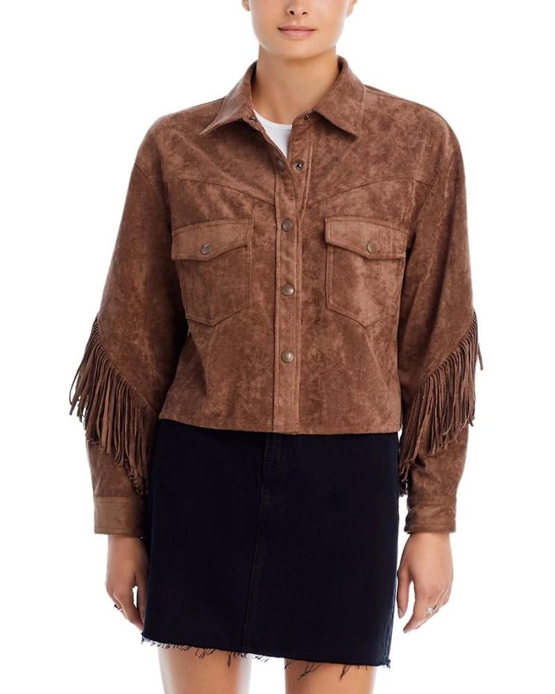 Faux Leather Fringe Trim Jacket