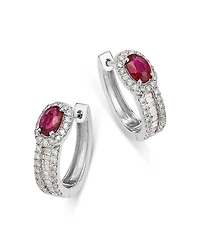 Bloomingdale's Fine Collection Precious Stone & Diamond Halo Hoop Earring