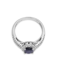 Precious Stone & Diamond Halo Ring Collection 14K White Gold
