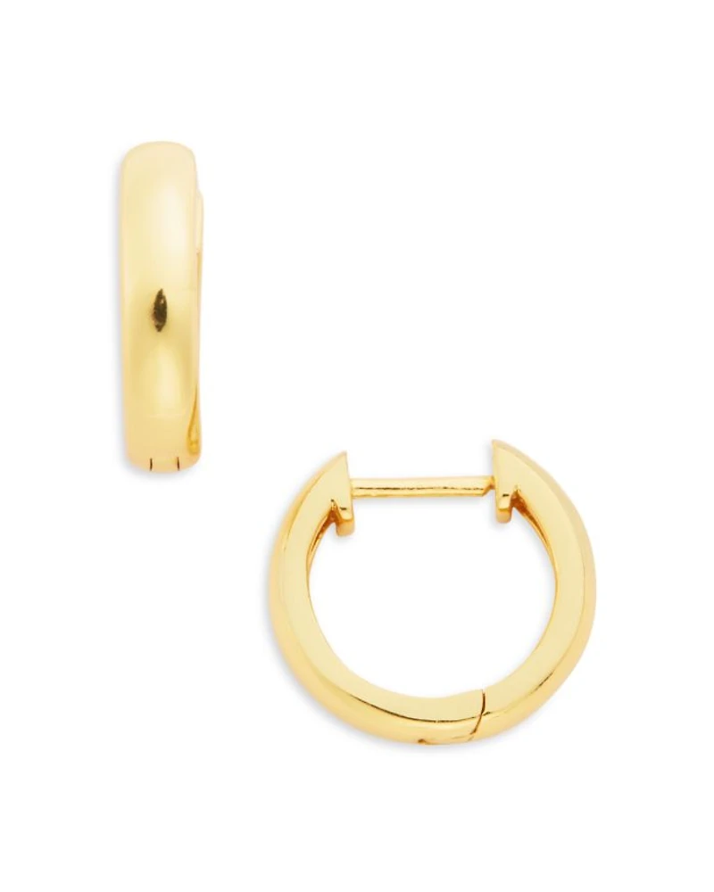 18K Yellow Gold Plated Sterling Silver Huggie Hoop Earrings - Exclusive
