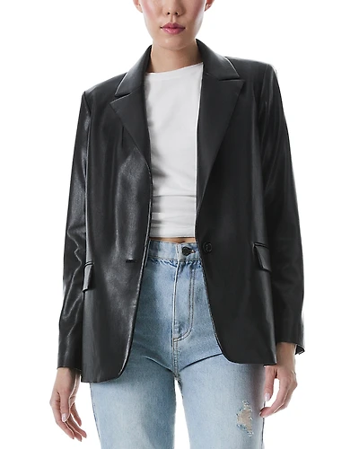 Alice and Olivia Denny Faux Leather Blazer