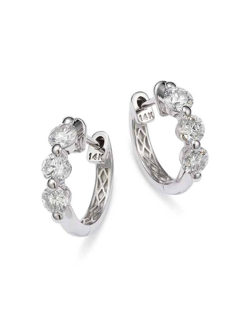 Diamond Hoop Earrings 14K White Gold, 0.5-1.5 tcw